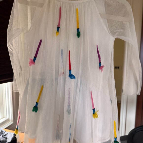 Stella McCartney Kids Paintbrush Embroidered Tulle Dress - Picture 4 of 7